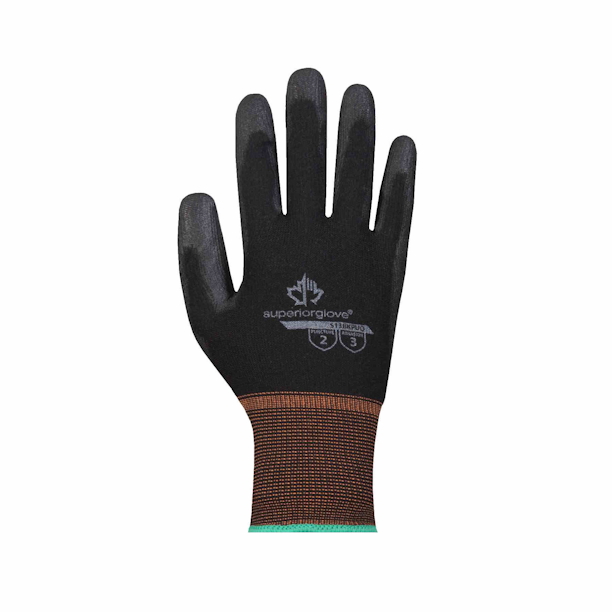 SUPERIOR GLOVES S13BKPUQ-9 KnitActiv Gloves w/PU Palm Coating 12PK Size 9