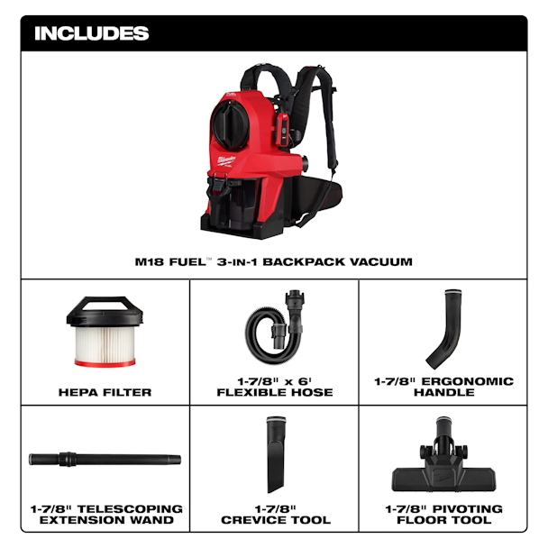 MILWAUKEE 0895-20 M18 FUEL™ 3-in-1 Backpack Vacuum - Image 3