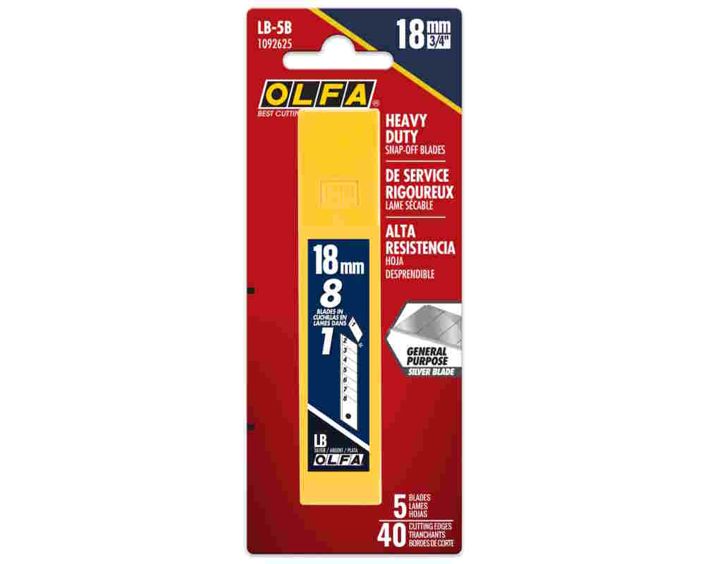 OLFA 1092625 LB-5B 18mm Heavy-Duty Snap-Off Blades 5PK - Image 2