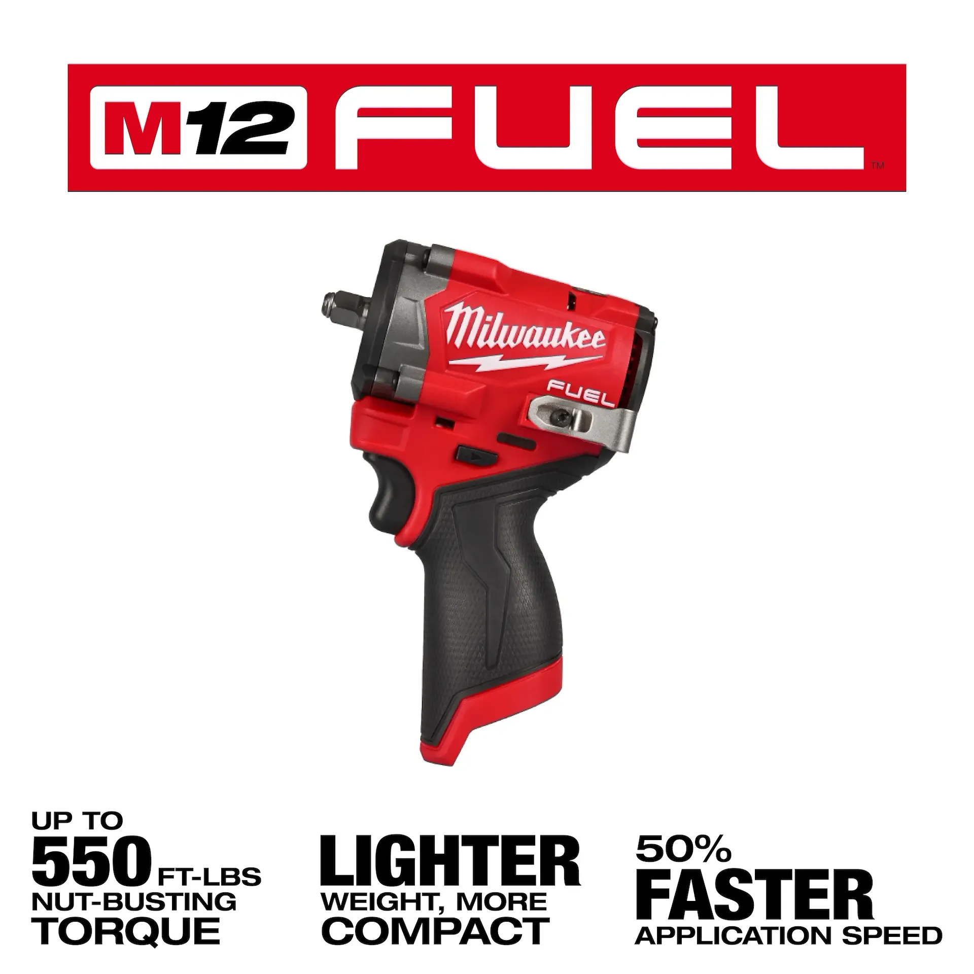 MILWAUKEE 2562-20 M12 FUEL™ Stubby 3/8" Impact Wrench (Tool Only) - Image 2