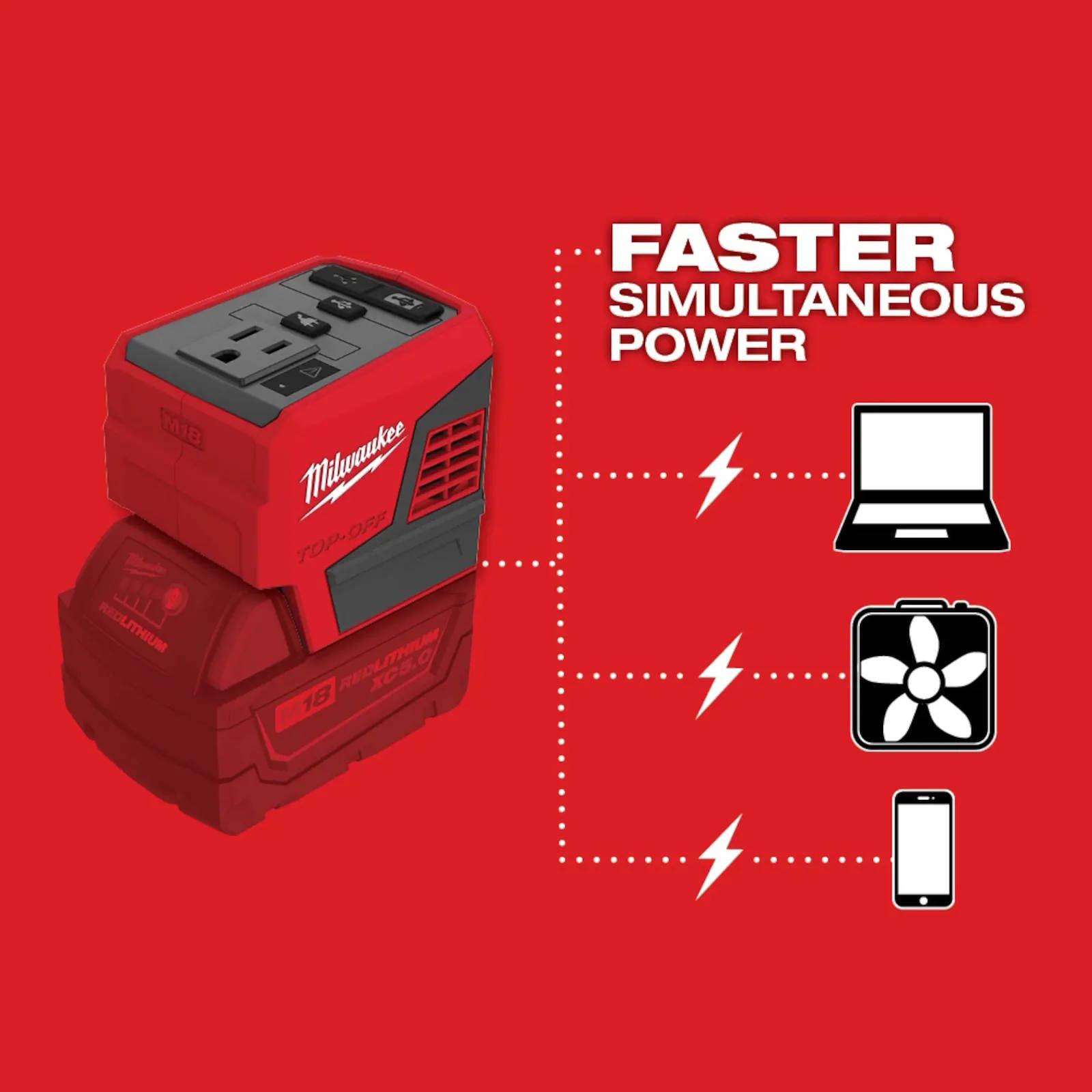 MILWAUKEE 2846-20 M18 TOP-OFF 175W Power Supply Inverter - Image 4