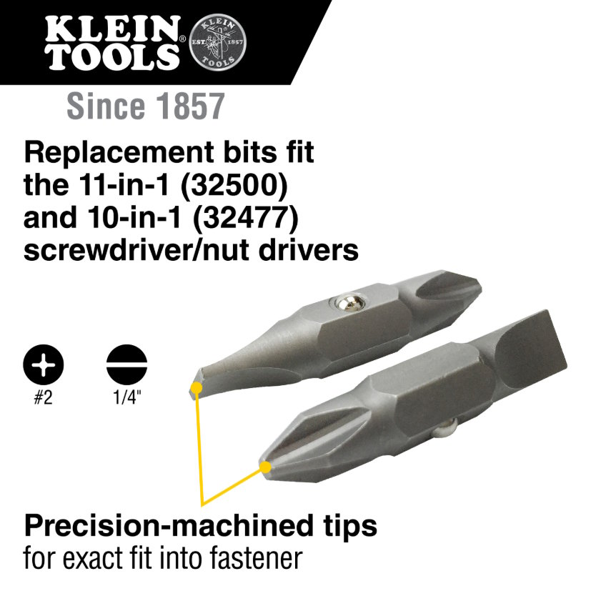 KLEIN 32483 Bit #2 Phillips 1/4" Slotted 6PK - Image 2