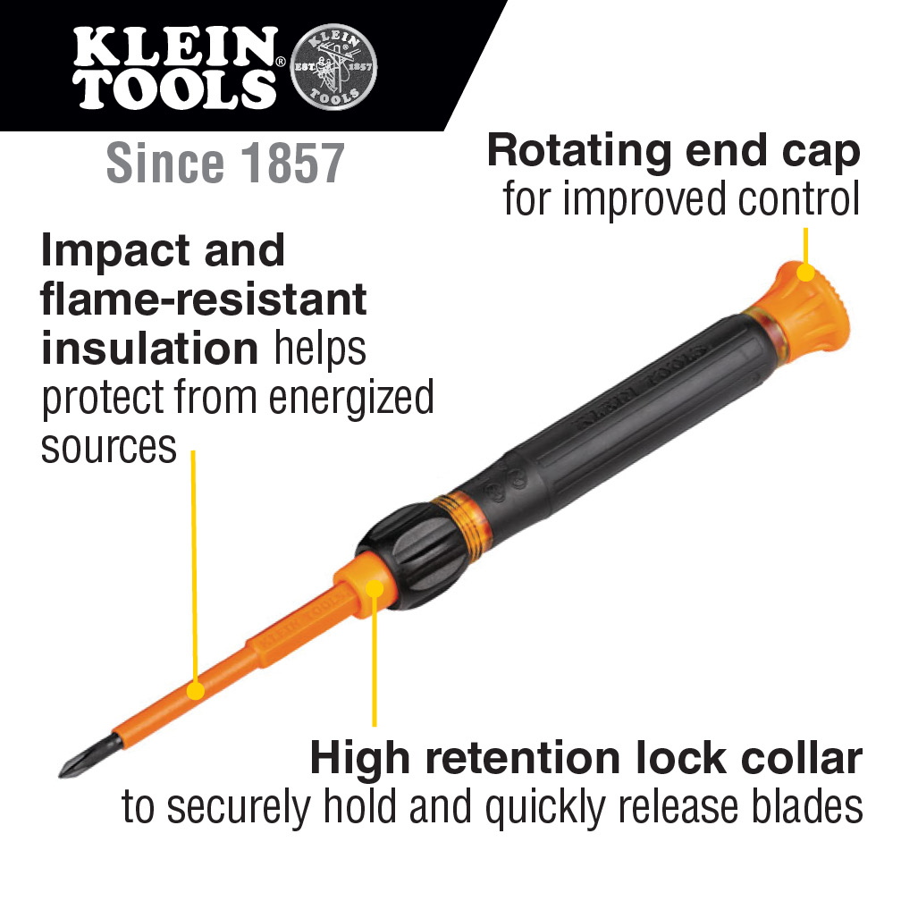 KLEIN 32584INSR 8-in-1 Insulated Precision Screwdriver Set with Case - Image 2