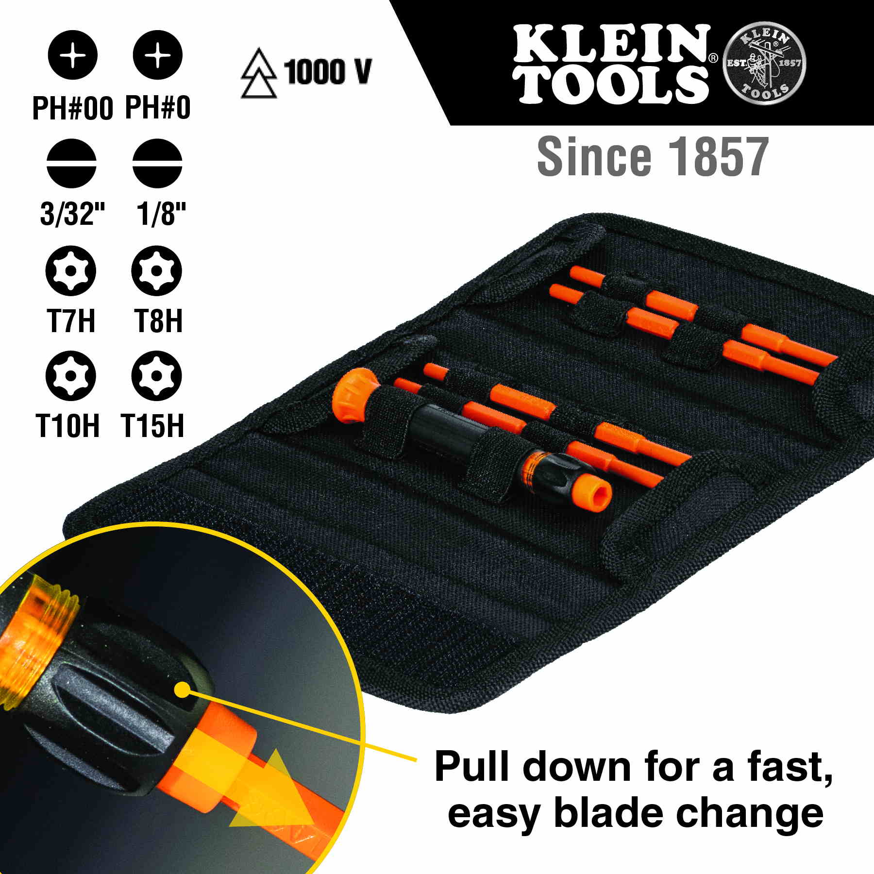 KLEIN 32584INSR 8-in-1 Insulated Precision Screwdriver Set with Case - Image 3