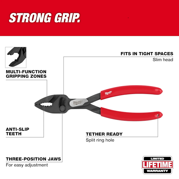 MILWAUKEE 48-22-6240 8" Slip Joint Pliers - Image 2
