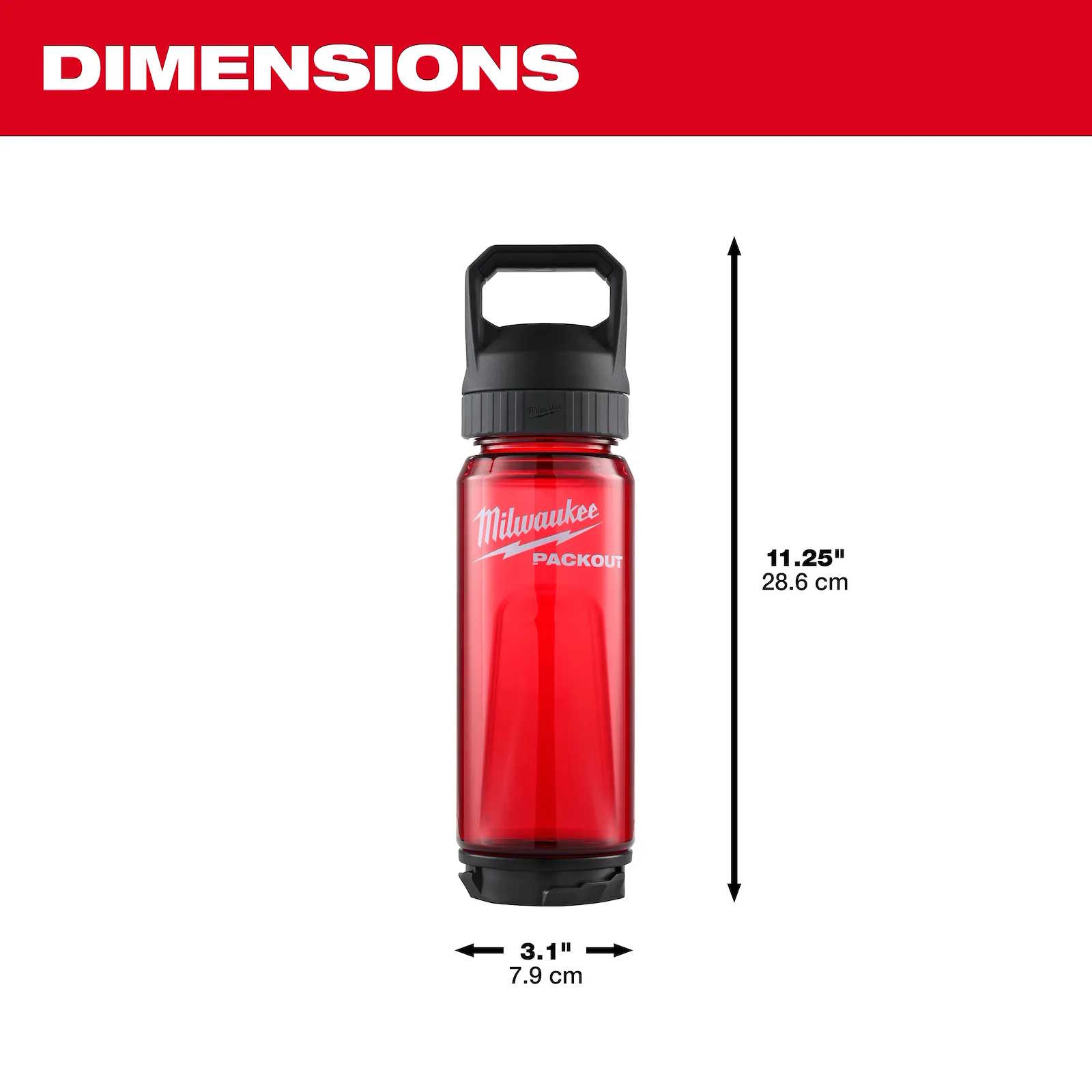 MILWAUKEE 48-22-8371R Packout 25oz Bottle with Chug Lid - Red - Image 3