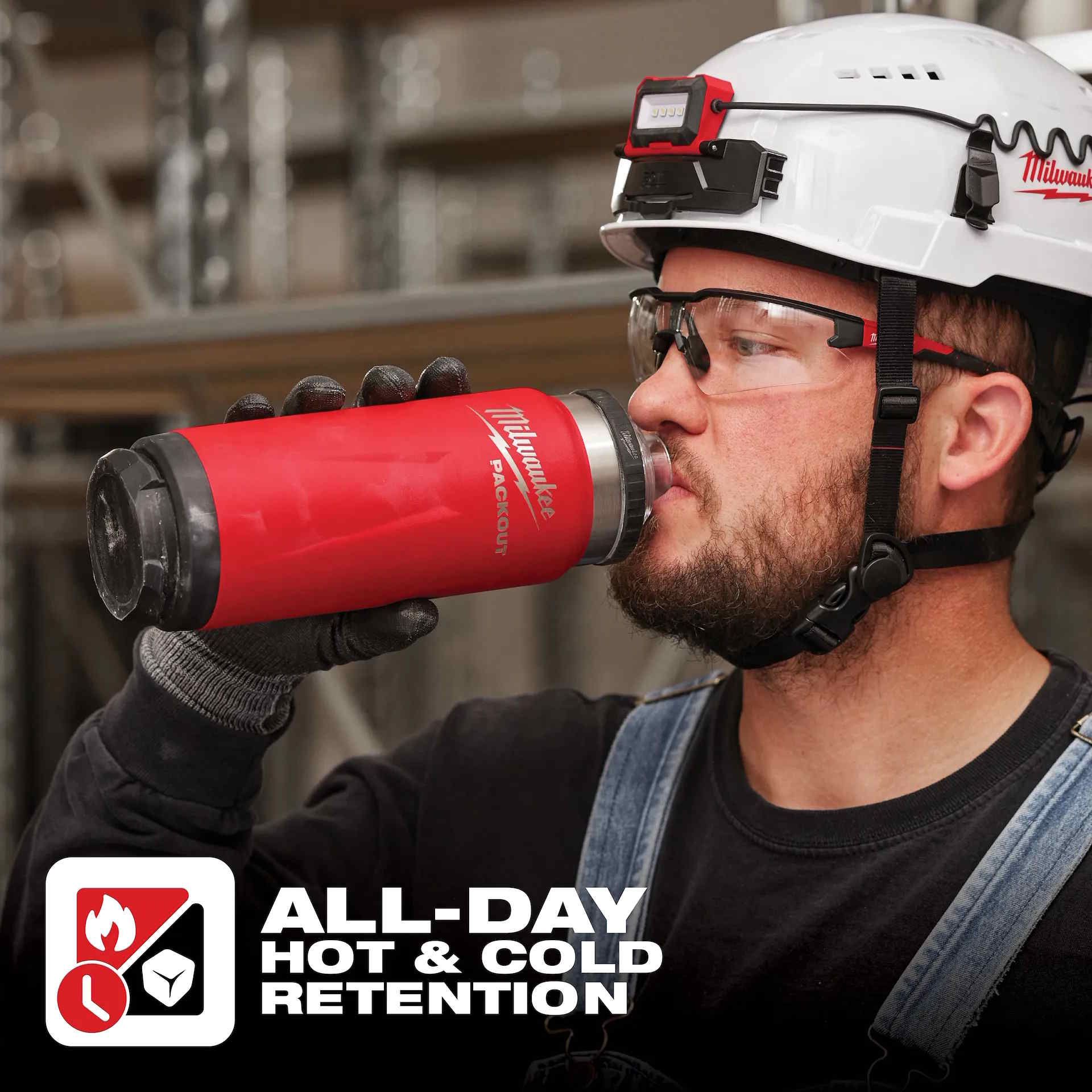 MILWAUKEE 48-22-8396R PACKOUT 24oz Insulated Bottle with Chug Lid - Red - Image 2