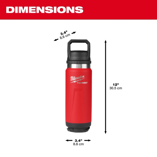 MILWAUKEE 48-22-8396R PACKOUT 24oz Insulated Bottle with Chug Lid - Red - Image 4