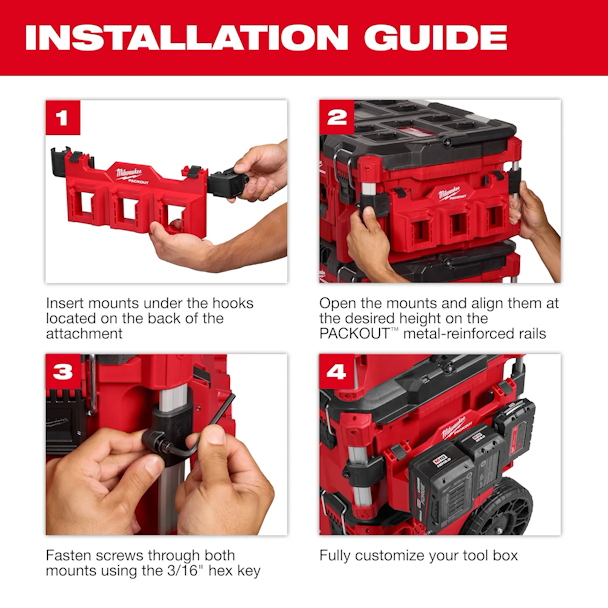 MILWAUKEE 48-22-8603 PACKOUT Tool Box M18 Battery Rack Attachment - Image 8