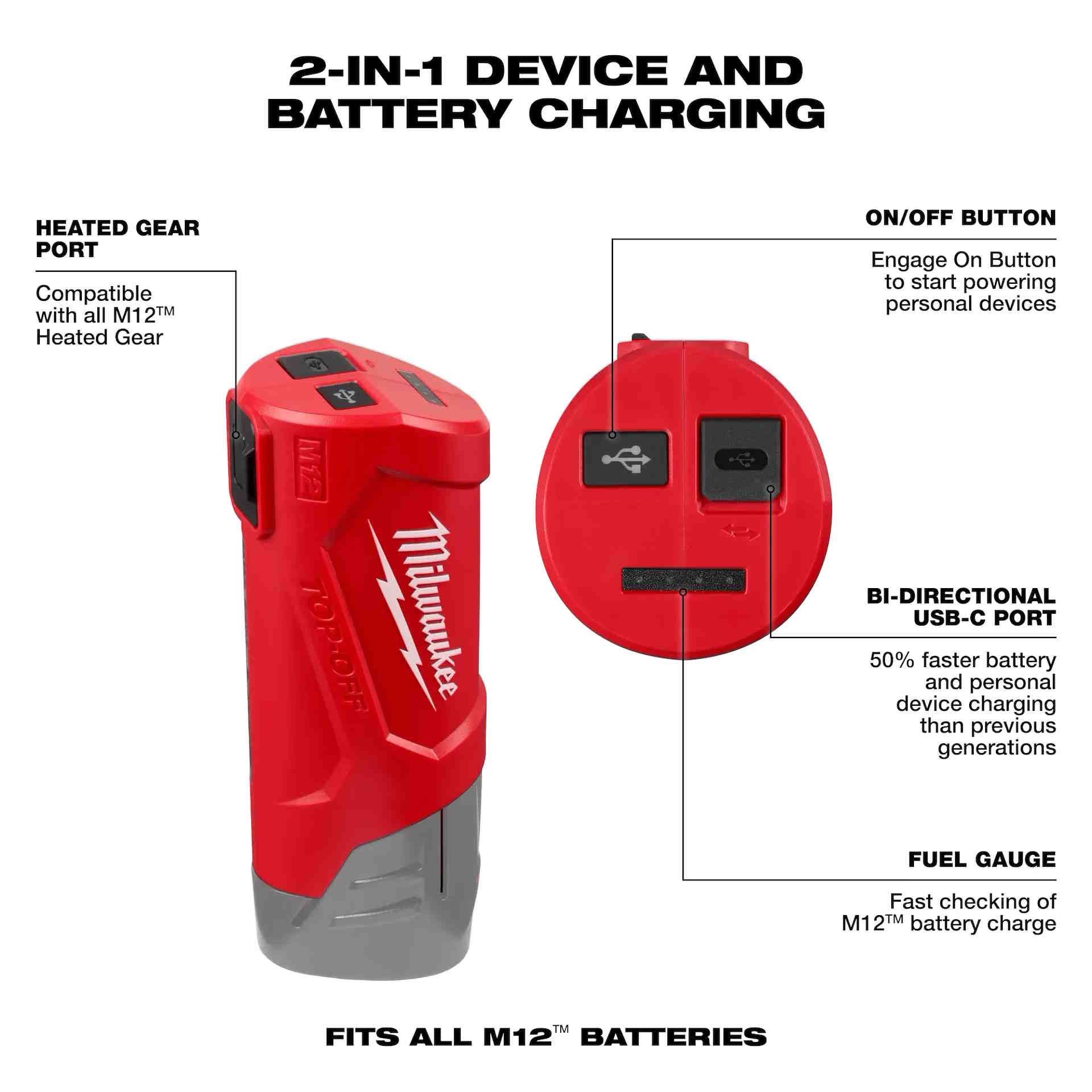 MILWAUKEE 48-59-1211 M12 TOP OFF Power Supply and Charger - Image 3