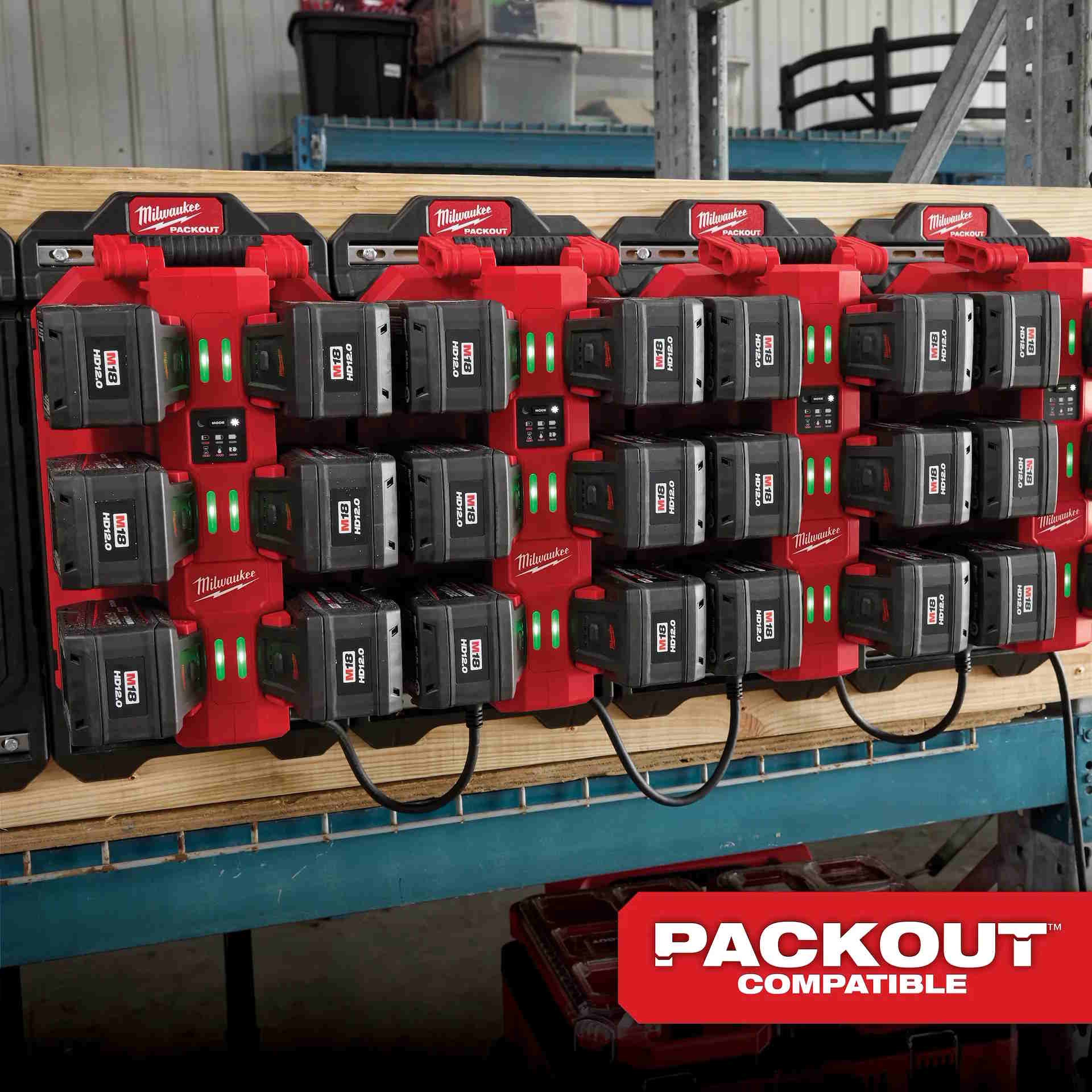 MILWAUKEE M18 Six Bay Daisy Chain Rapid Charger, Packout Compatible, w/ 15" Cord - Image 11