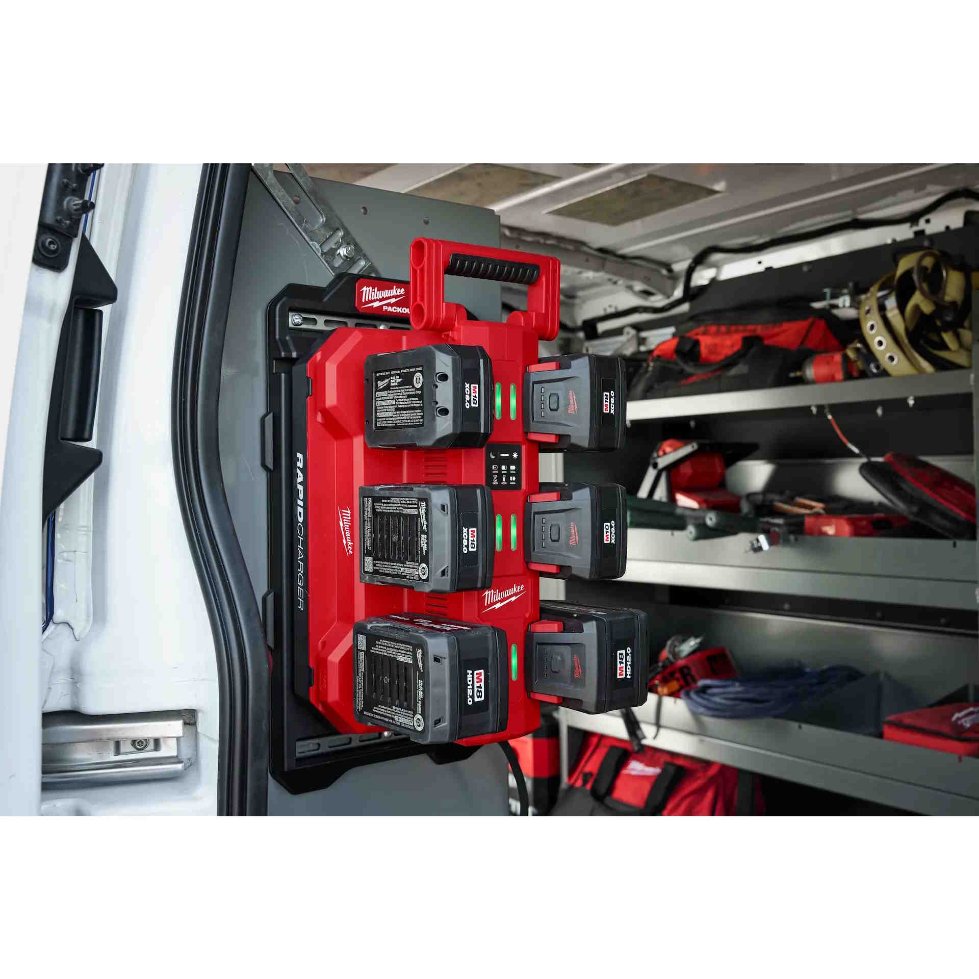 MILWAUKEE M18 Six Bay Daisy Chain Rapid Charger, Packout Compatible, w/ 15" Cord - Image 10