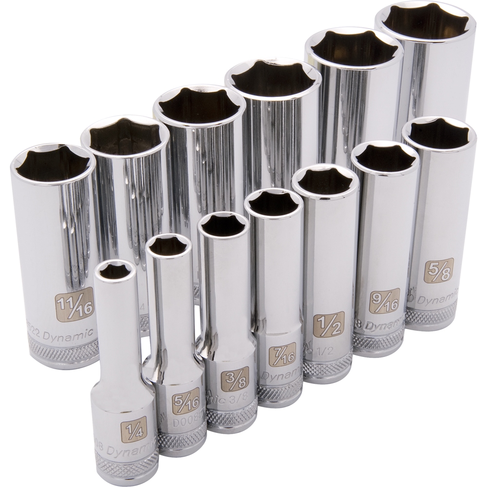DYNAMIC TOOLS D010001 3/8" Drive 13PC 6Pt Deep SAE Socket Set (1/4" - 1") - Image 2