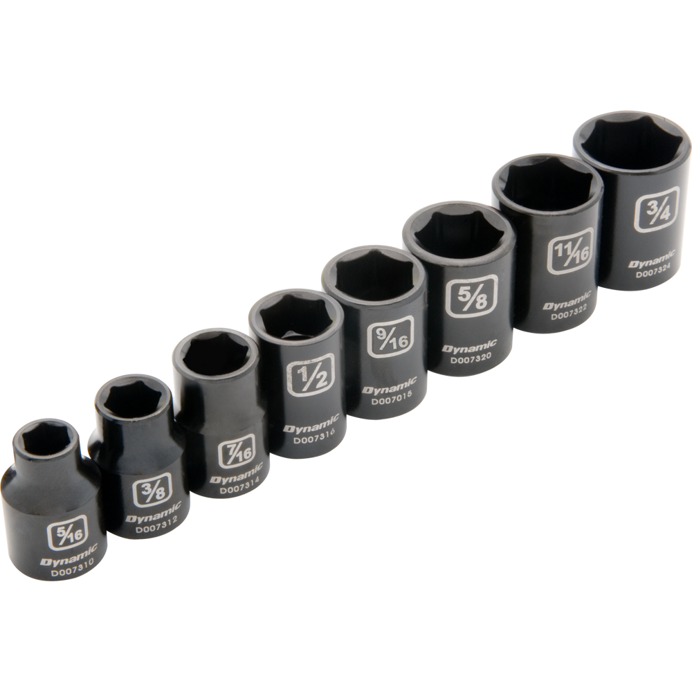 DYNAMIC TOOLS D010020 3/8" Drive 8PC 6Pt SAE Standard Impact Socket Set - Image 2