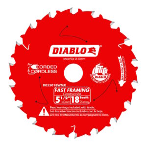 DIABLO D055018WMX 5-1/2 in. x 18 Tooth Fast Framing Saw Blade