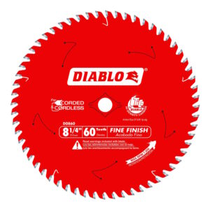DIABLO D0860X 8-1/4" x 60T Fine Finish Saw Blade for Wood