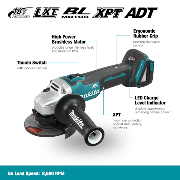 MAKITA DGA454Z 4-1/2" Cordless Angle Grinder - Image 3