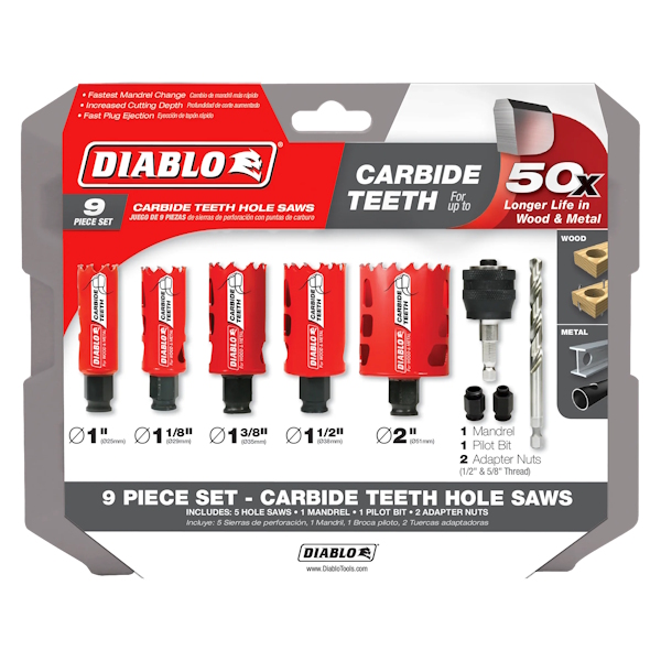 DIABLO DHS09SGPCT 9PC CARBIDE Hole Saw Kit - Image 2