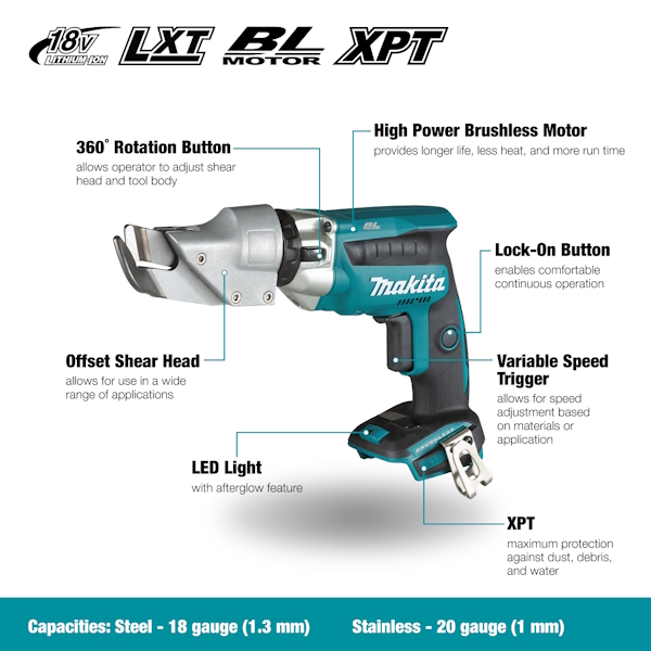 MAKITA DJS131Z Cordless 18 ga Offset Shears with Brushless Motor - Image 3