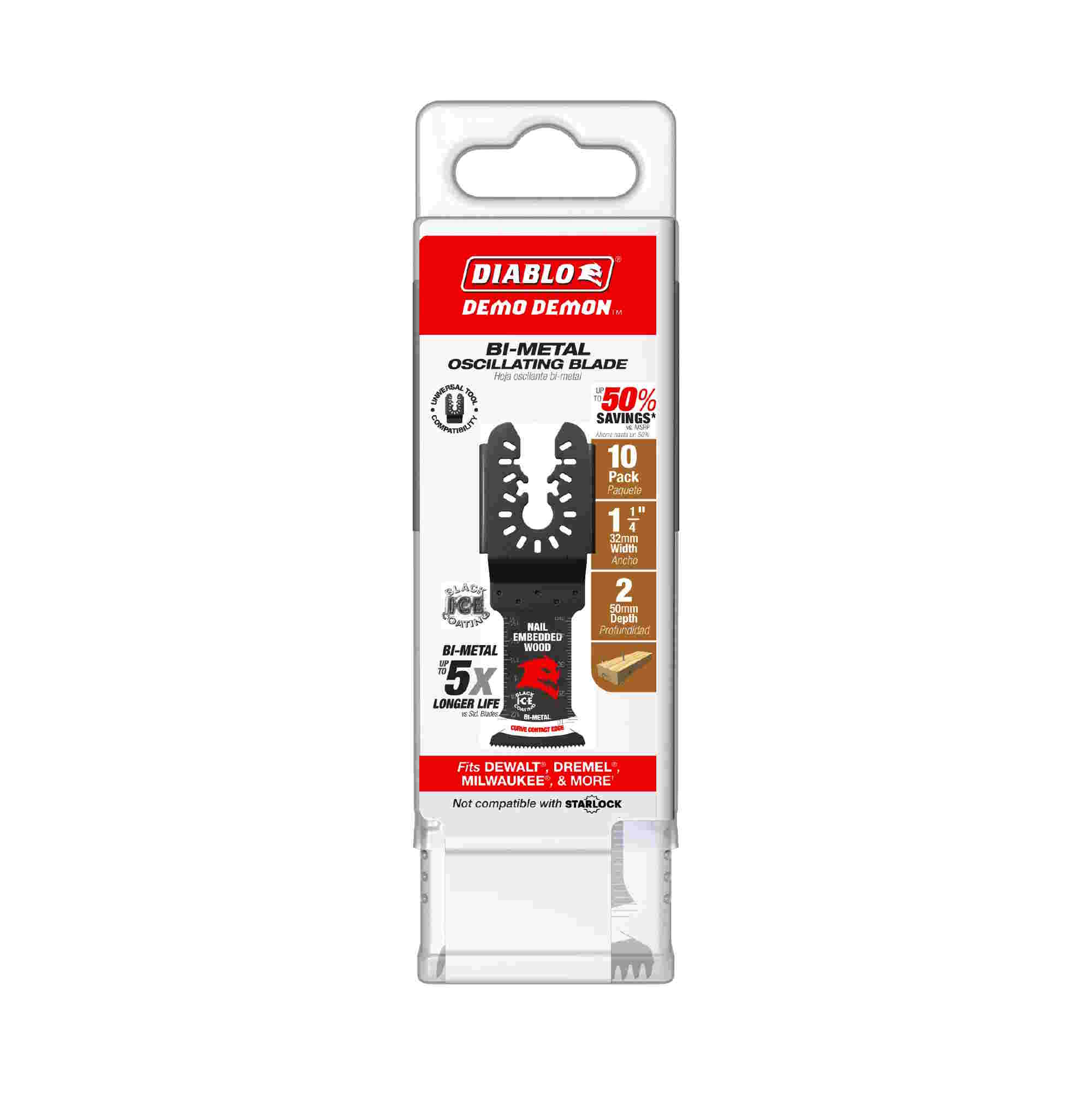 DIABLO DOU125BW10 1-1/4" Uni Fit Oscillating Blade for Nail-Embedded Wood - Image 2