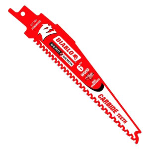 DIABLO DS0606VCW10C 6" Reciprocating Blade Carbide Nail-Embedded Wood (Sold/ea)