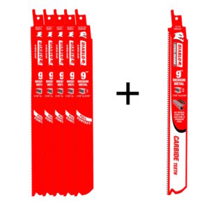 DIABLO DS0914BF5PC 5+1 9” 14/18TPI Bi-Metal RecipSaw Blades, Medium Metal Cuttin