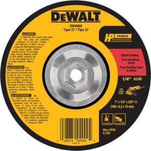 DEWALT DW4999 7" x 1/4" x 5/8-11 Type 27- HP Premium Alum Oxide Grind Wheel