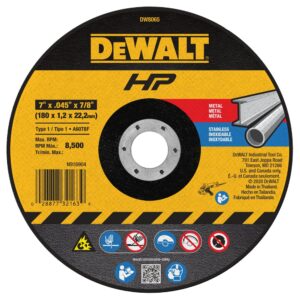 DEWALT DW8065 7" x .045" x 7/8" HP Type 1 All Purpose Metal Thin Cut Off Wheel