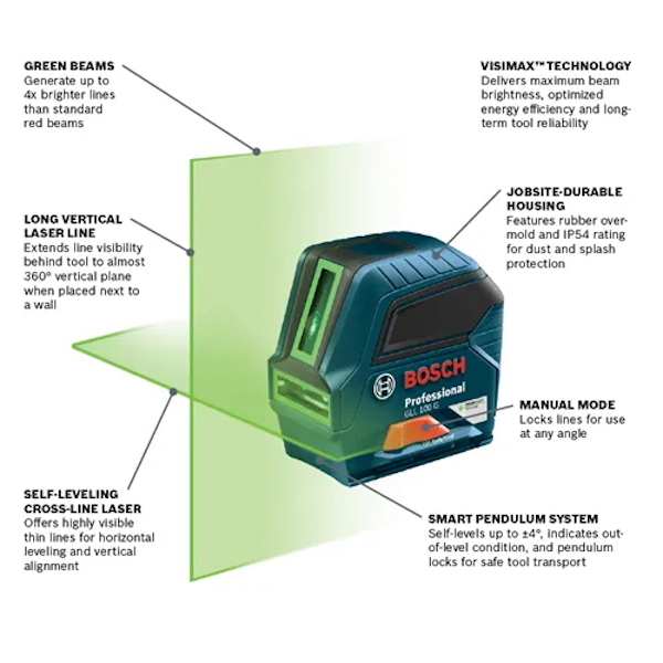 BOSCH GLL 100G Green-Beam Self-Leveling Cross-Line Laser - Image 2