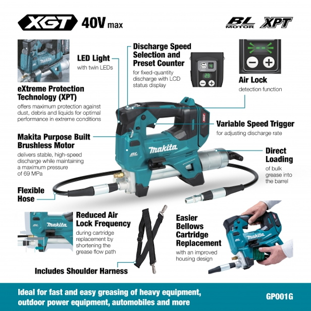 MAKITA GP001GZ 40Vmax XGT Brushless Grease Gun 10,000 PSI (Tool Only) - Image 2