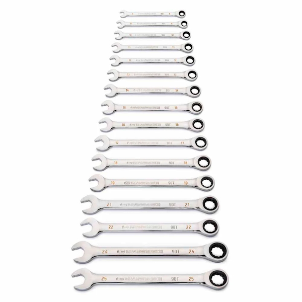 GEARWRENCH 16PC 90-Tooth 12 Point Metric Combination Ratcheting Wrench Set - Image 4