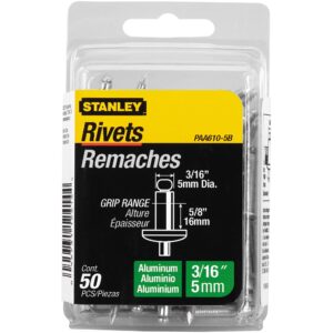 STANLEY PAA610-5B 3/16" x 5/8" Aluminum Rivets 50PK
