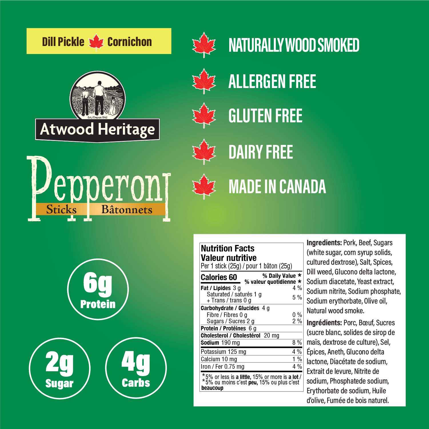 ATWOOD PEPSTIK 45002- Dill Pickle - 100g Pepperoni sticks - Image 2
