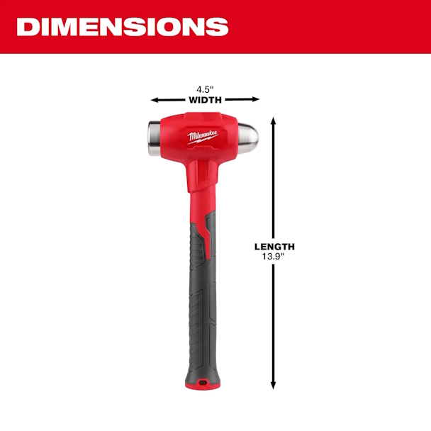 MILWAUKEE 48-22-9141 32oz Dead Blow Ball Peen Hammer - Image 3
