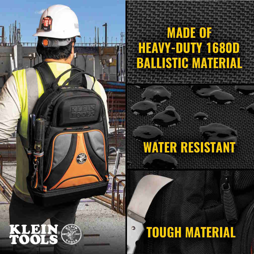 KLEIN 55421BP-14 Tradesman Pro Tool Bag Backpack 39 Pockets Black 14" - Image 2