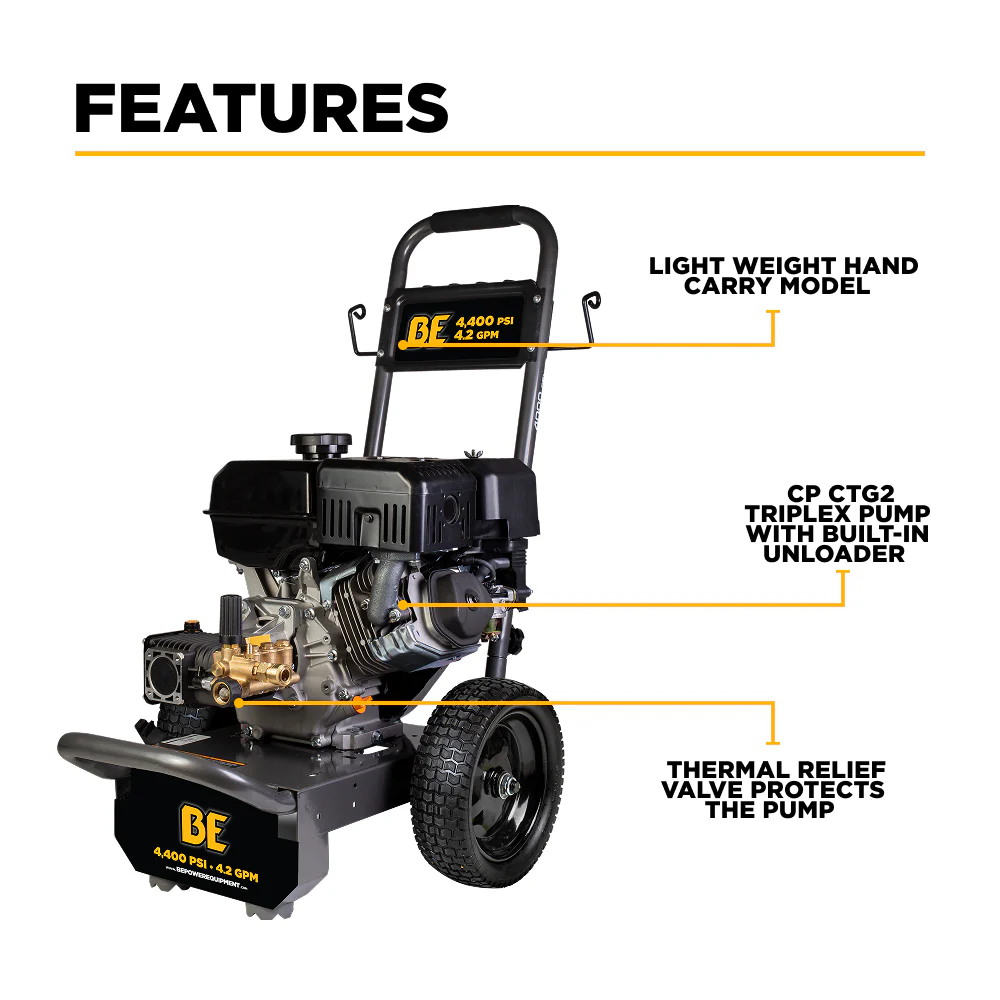 BE B4415PA 4,400 PSI 4.2 GPM Cold Water Gas Pressure Washer, PowerEase 420 - Image 3
