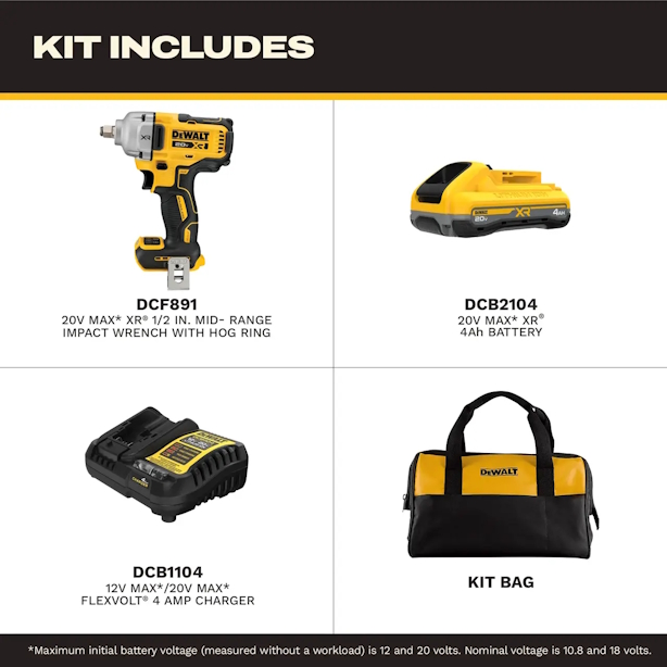 DEWALT DCF891QQ1 20V Brushless 1/2"Mid-Torque Impact Wrench w/Hog Ring Anvil Kit - Image 5