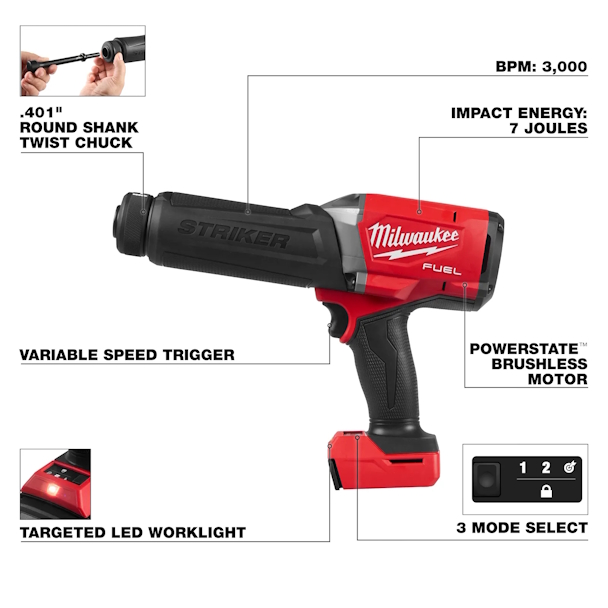MILWAUKEE 3771-20 M18 Fuel Striker Hammer Chisel - Image 6
