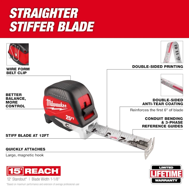 MILWAUKEE 48-22-1027M 25' Electrician's Magnetic Tape Measure - Image 2