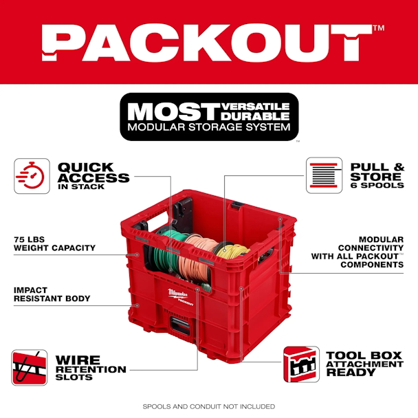 MILWAUKEE 48-22-8043 PACKOUT™ Wire Pulling XL Crate - Image 3