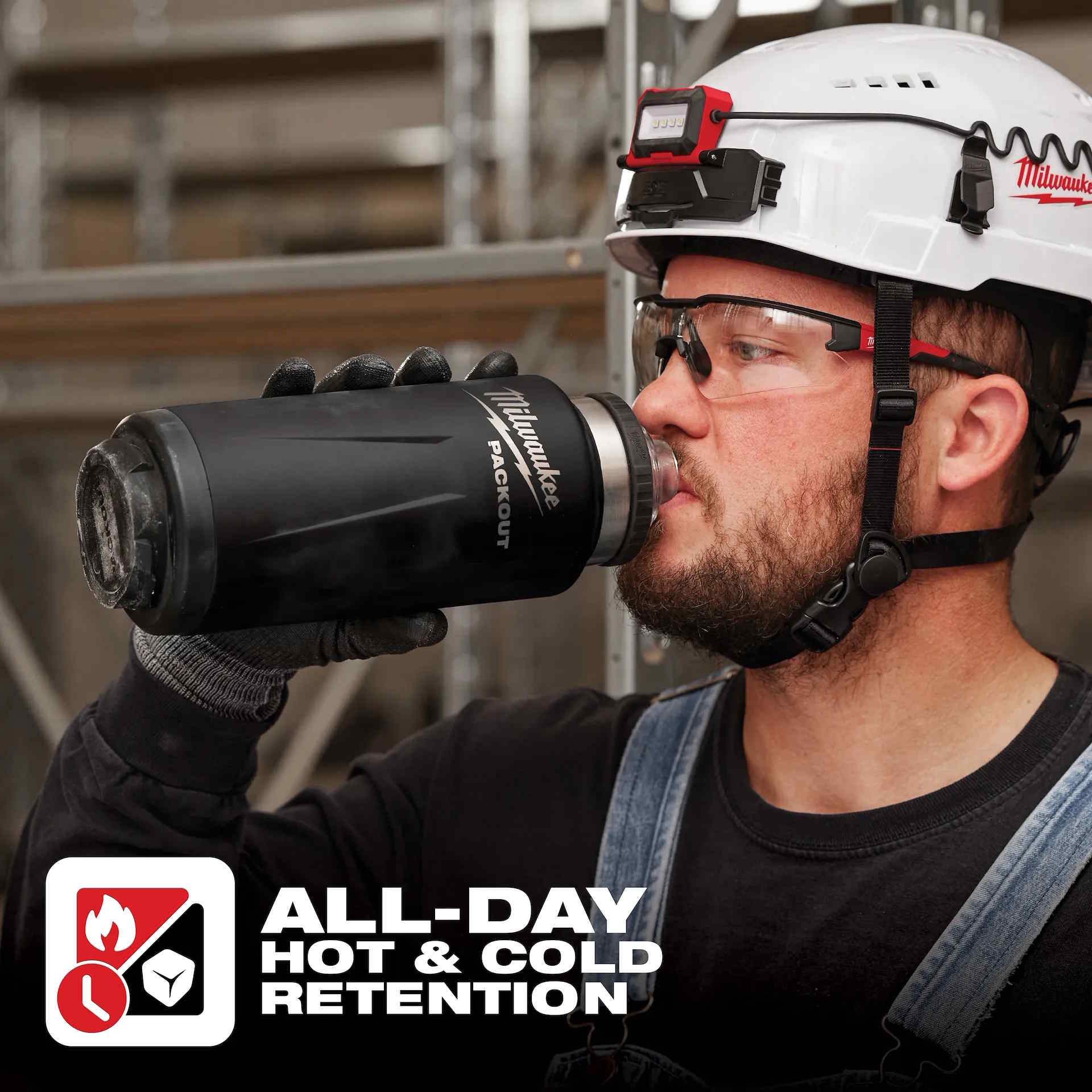 MILWAUKEE 48-22-8397B PACKOUT 36oz Insulated Bottle with Chug Lid - Black - Image 2