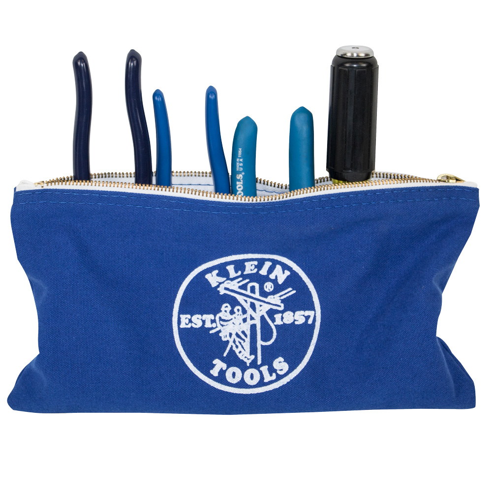 KLEIN TOOLS 5140 Zipper Bags Canvas Tool Pouches Olive/Orange/Blue/Yellow 4PK - Image 3
