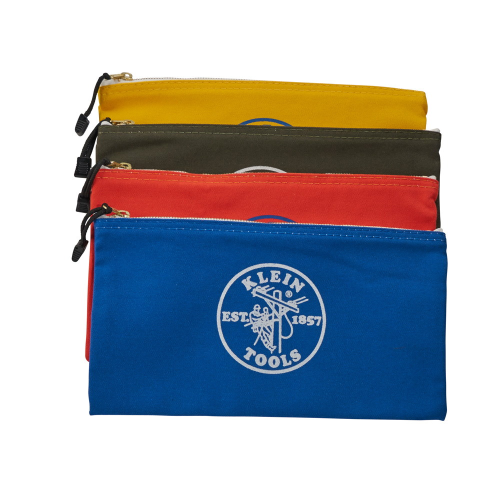 KLEIN TOOLS 5140 Zipper Bags Canvas Tool Pouches Olive/Orange/Blue/Yellow 4PK - Image 5