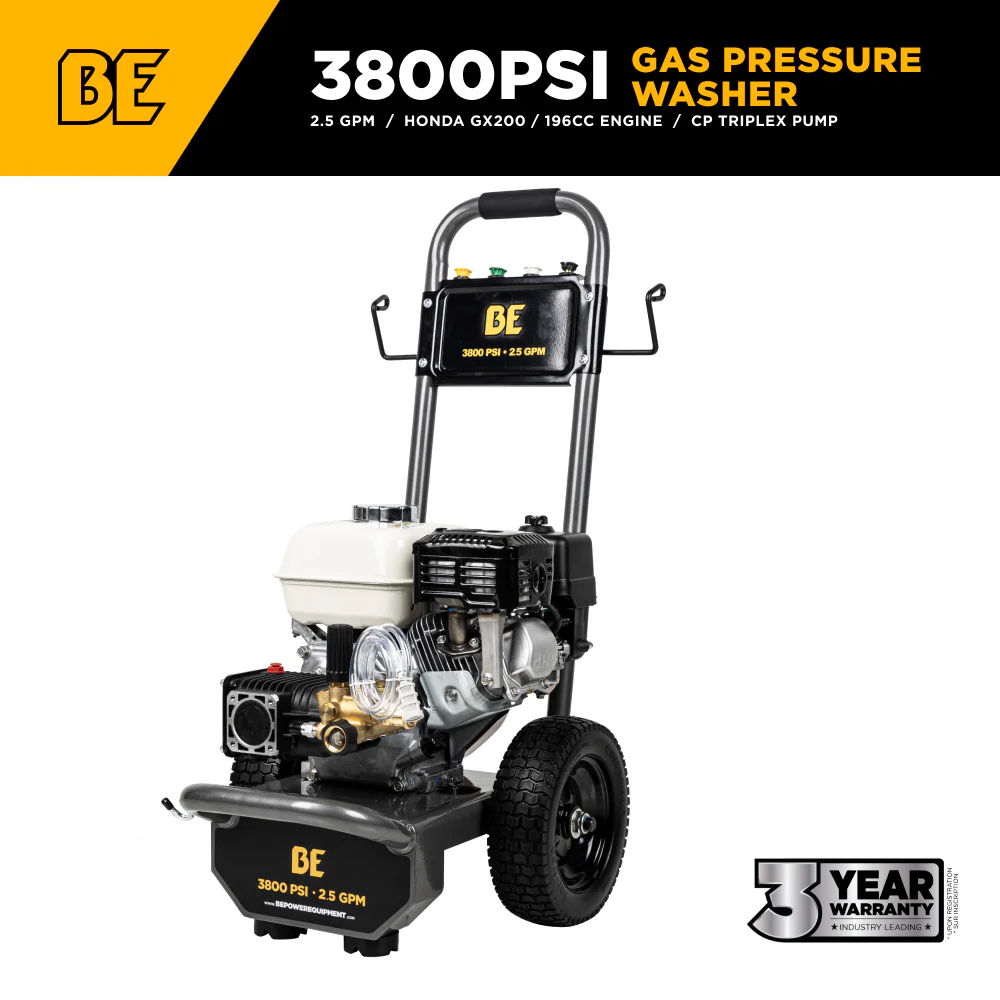 BE B3865HA 3,800 PSI 2.5 GPM Cold Water Gas Pressure Washer, Honda GX200 Engine - Image 2