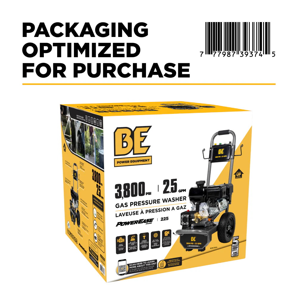 BE B3865HA 3,800 PSI 2.5 GPM Cold Water Gas Pressure Washer, Honda GX200 Engine - Image 12