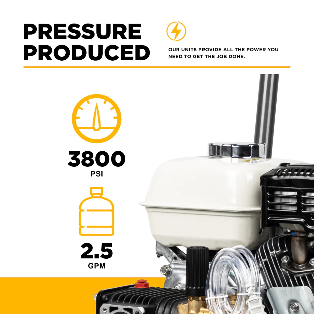 BE B3865HA 3,800 PSI 2.5 GPM Cold Water Gas Pressure Washer, Honda GX200 Engine - Image 4