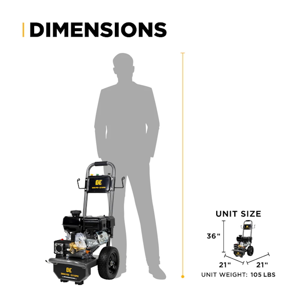 BE B3875PA 3,800 PSI 2.5 GPM Cold Water Gas Pressure Washer - Image 12