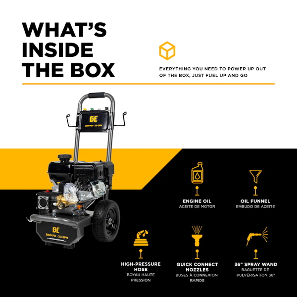BE B3875PA 3,800 PSI 2.5 GPM Cold Water Gas Pressure Washer - Image 5