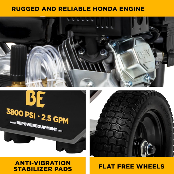 BE B3875PA 3,800 PSI 2.5 GPM Cold Water Gas Pressure Washer - Image 7