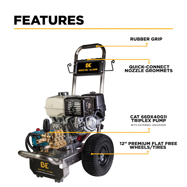 BE B4213HSJS 4,200 PSI 4.2 GPM Honda GX390, Cold Water Gas Pressure Washer - Image 3